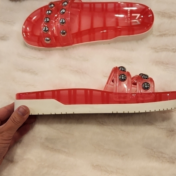 Brand New NIB Marc Fisher Trent Jelly Slide Sandals in Pink size 9 - Picture 6 of 13